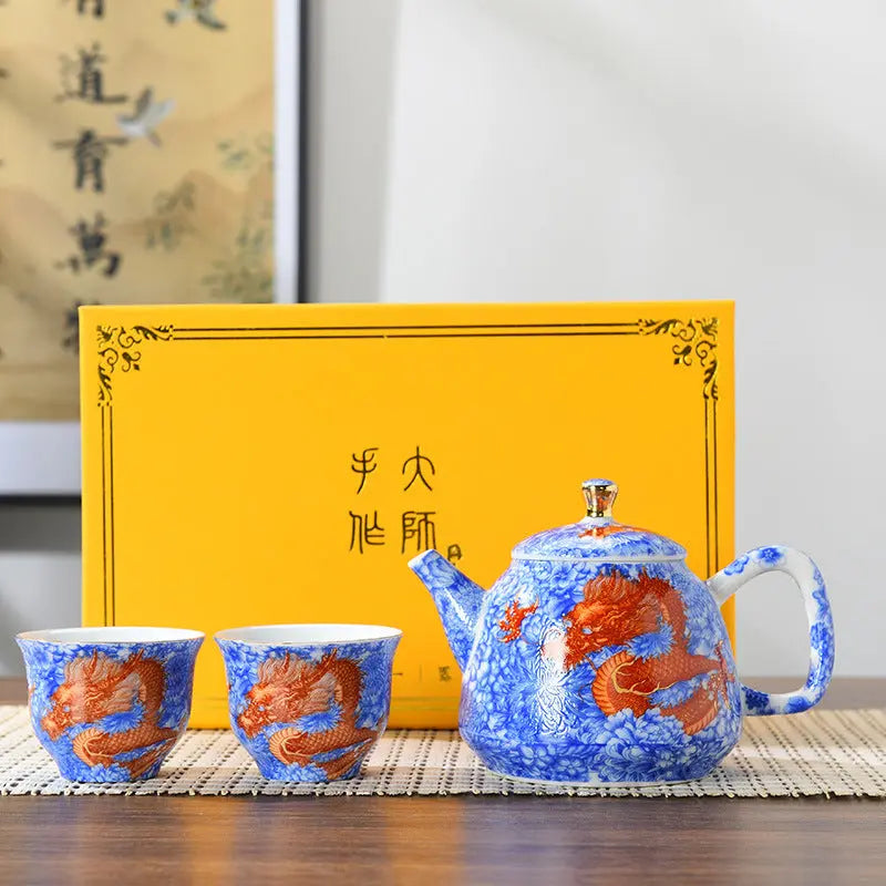 Service à thé Chinois en Porcelaine avec motifs dragons