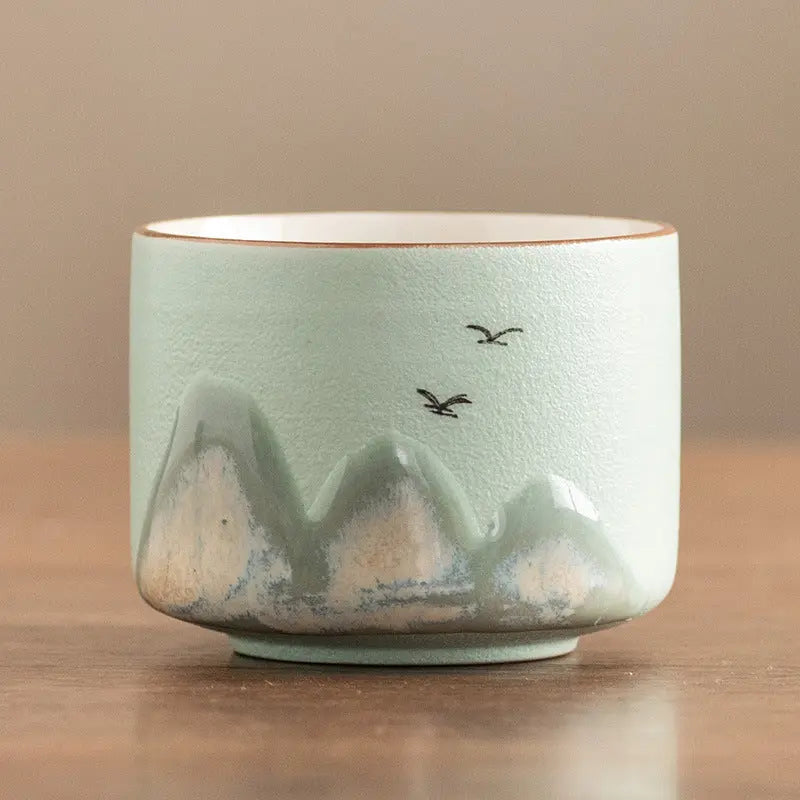 Tasses à thé en céramique motifs montagnes 75ml