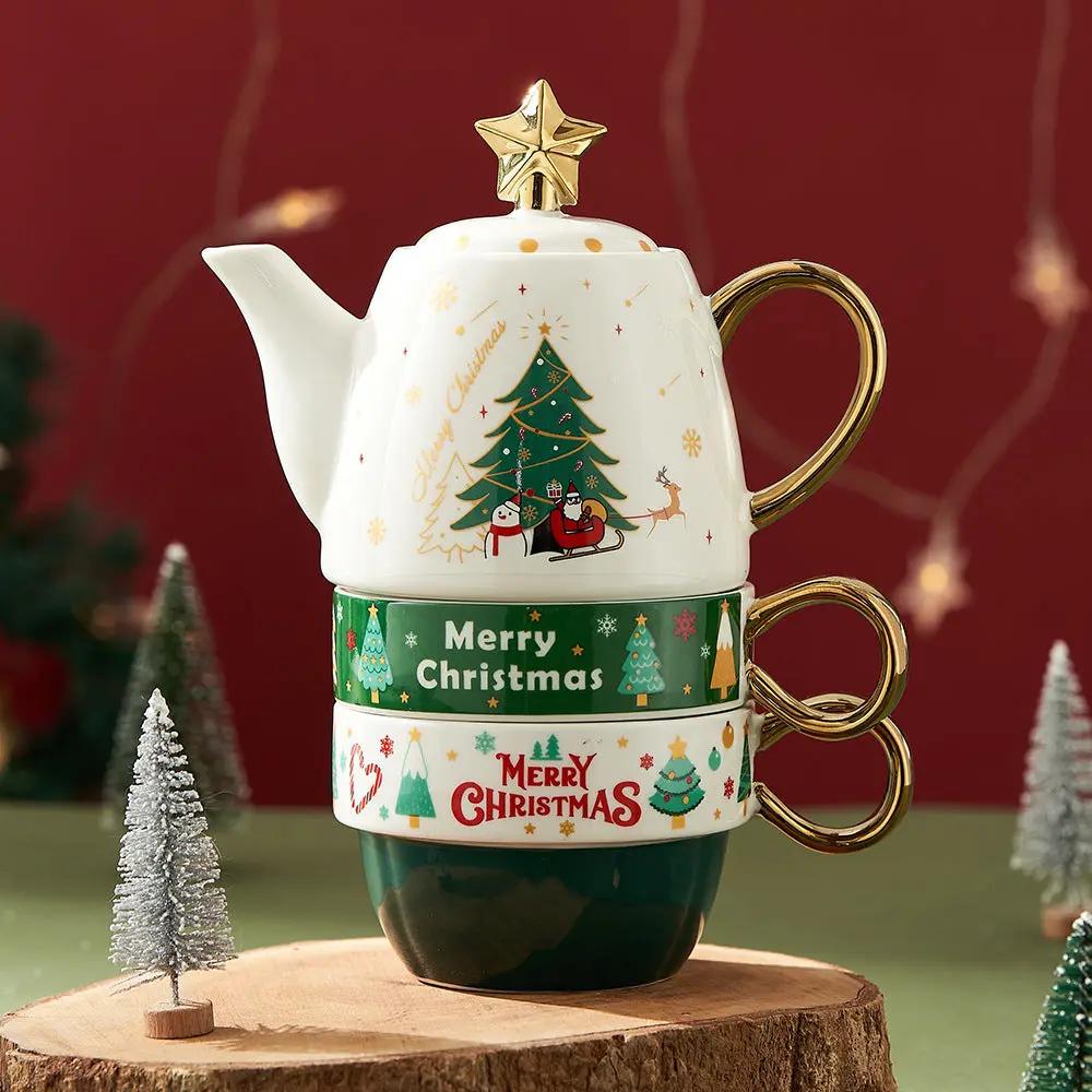 Théière de Noël motif Sapin Merry Christmas