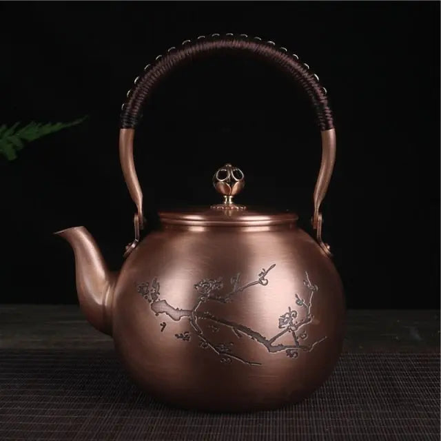 Théière Chinoise Ronde en Cuivre Cerisiers 1.5L