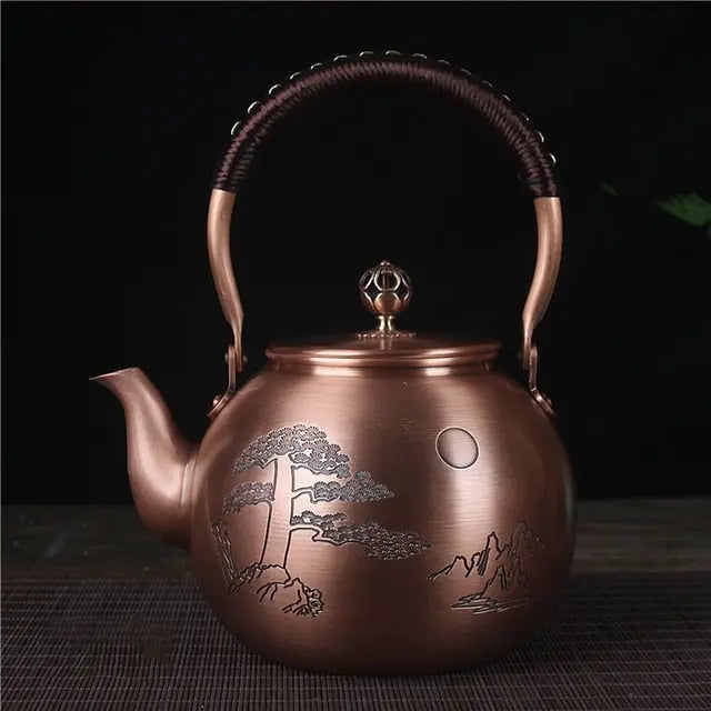 Théière Chinoise Ronde en Cuivre Pleine Lune 1.5L