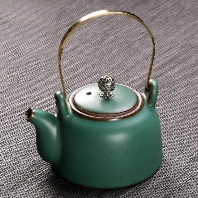 Théière Japonaise en Céramique Ancienne Verte 300ML